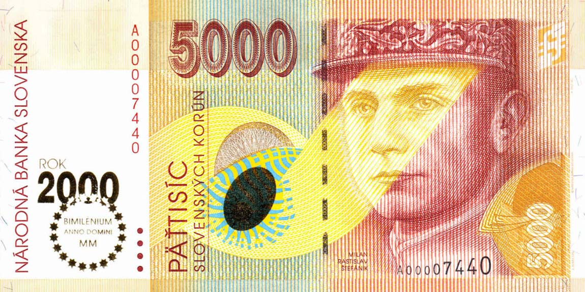 Front of Slovakia p40: 5000 Korun from 1995