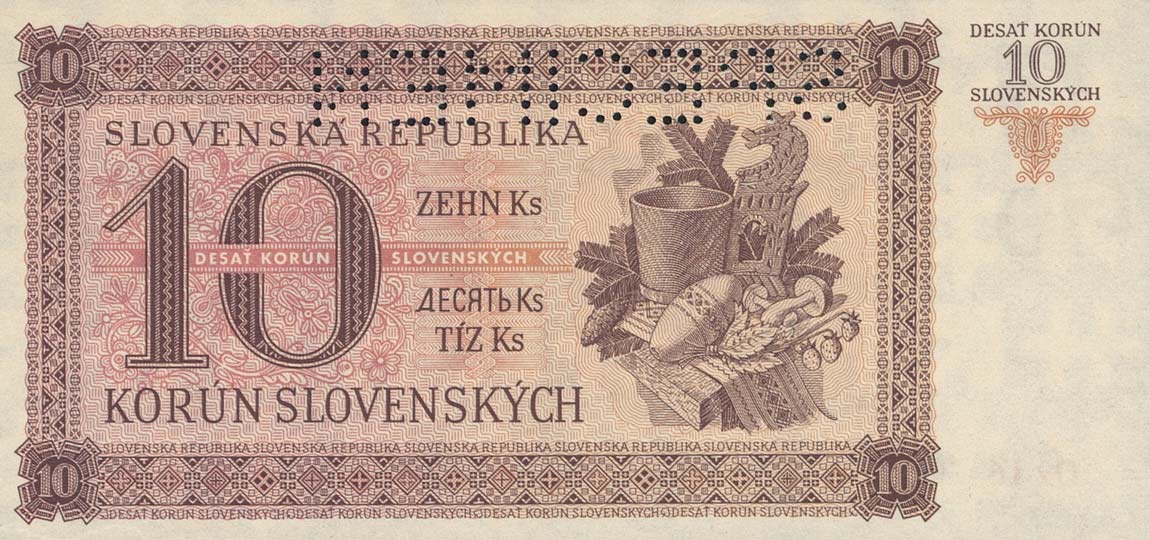 Back of Slovakia p6s: 10 Korun from 1943