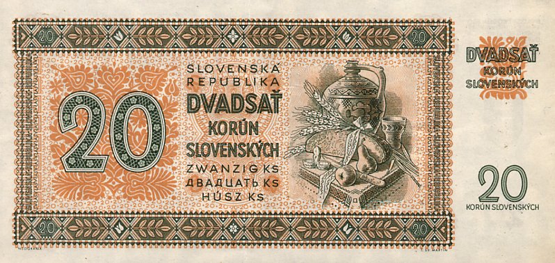 Back of Slovakia p7a: 20 Korun from 1942