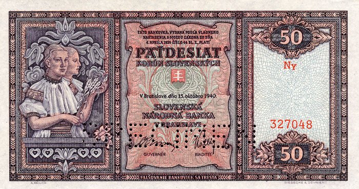 Front of Slovakia p9s: 50 Korun from 1940