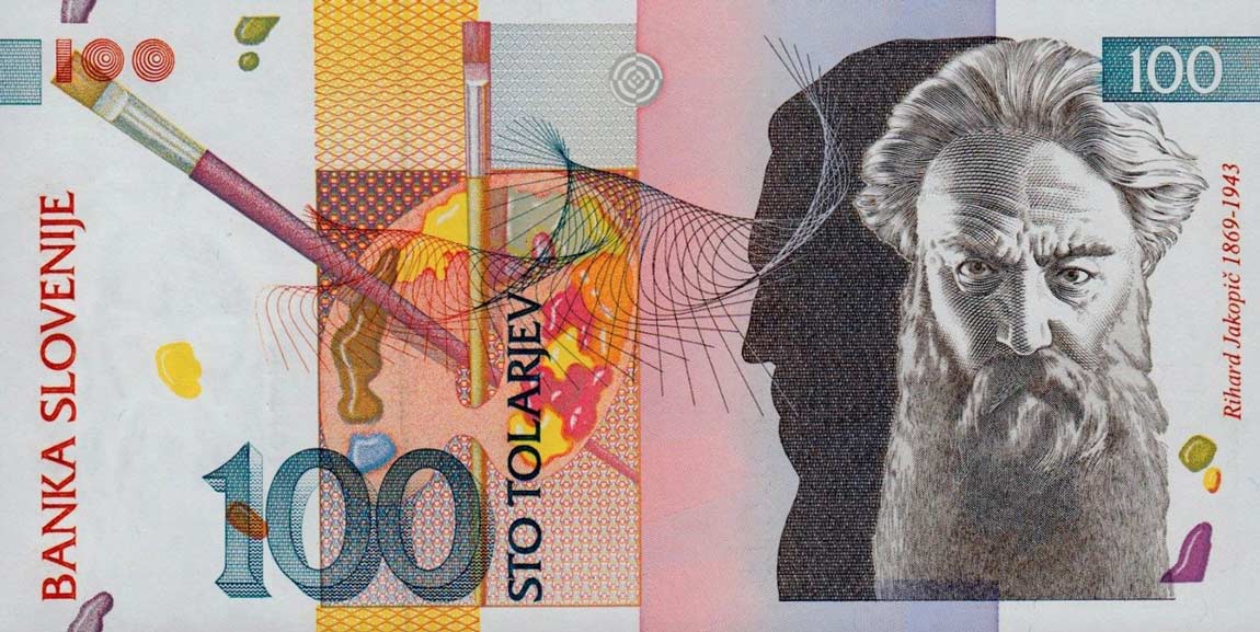 Front of Slovenia p14a: 100 Tolarjev from 1992