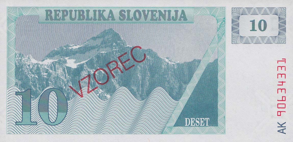 Back of Slovenia p4s1: 10 Tolarjev from 1990