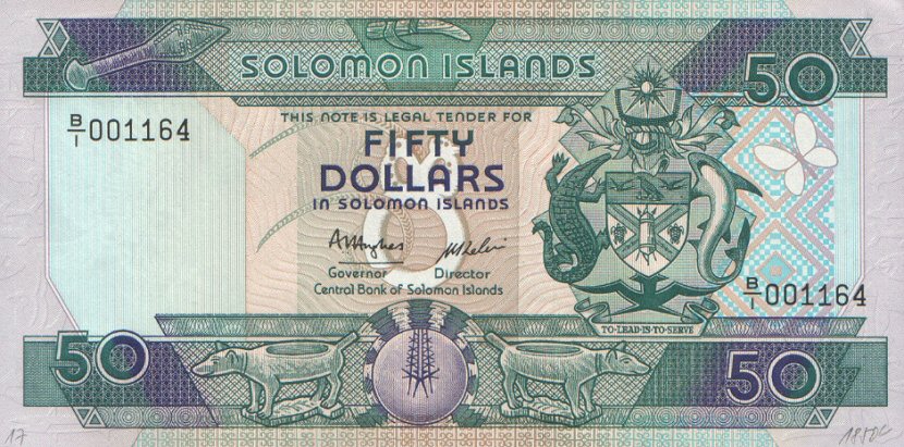 Front of Solomon Islands p17a: 50 Dollars from 1986