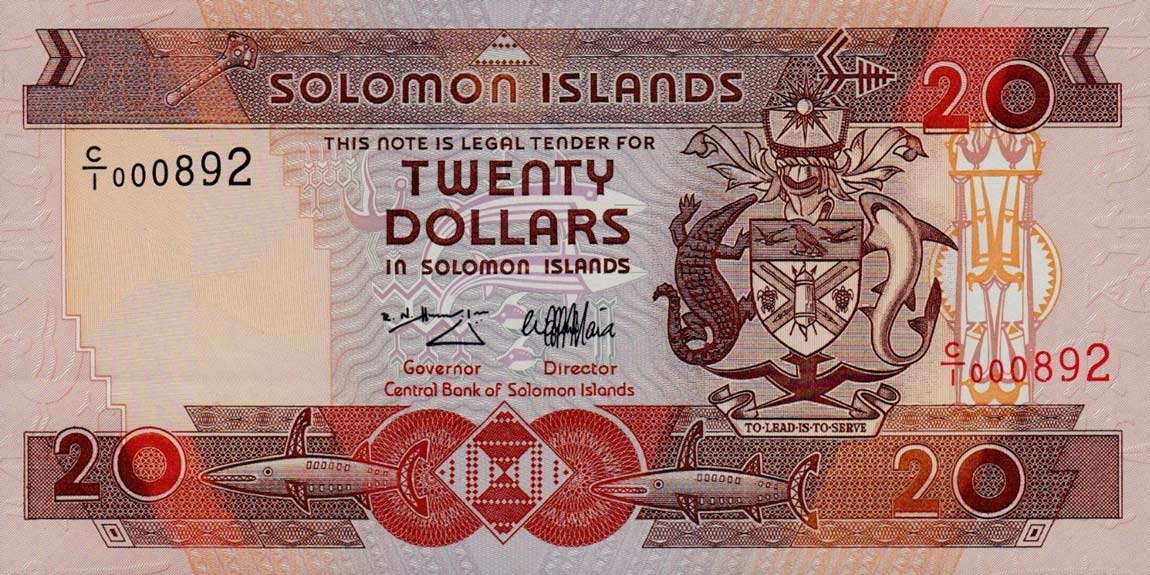 Front of Solomon Islands p21: 20 Dollars from 1996