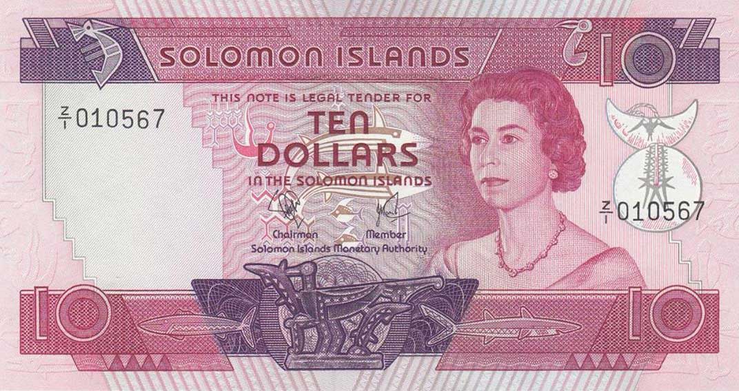 Front of Solomon Islands p7r: 10 Dollars from 1977