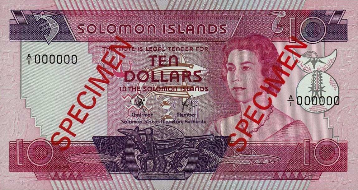 Front of Solomon Islands p7s: 10 Dollars from 1977