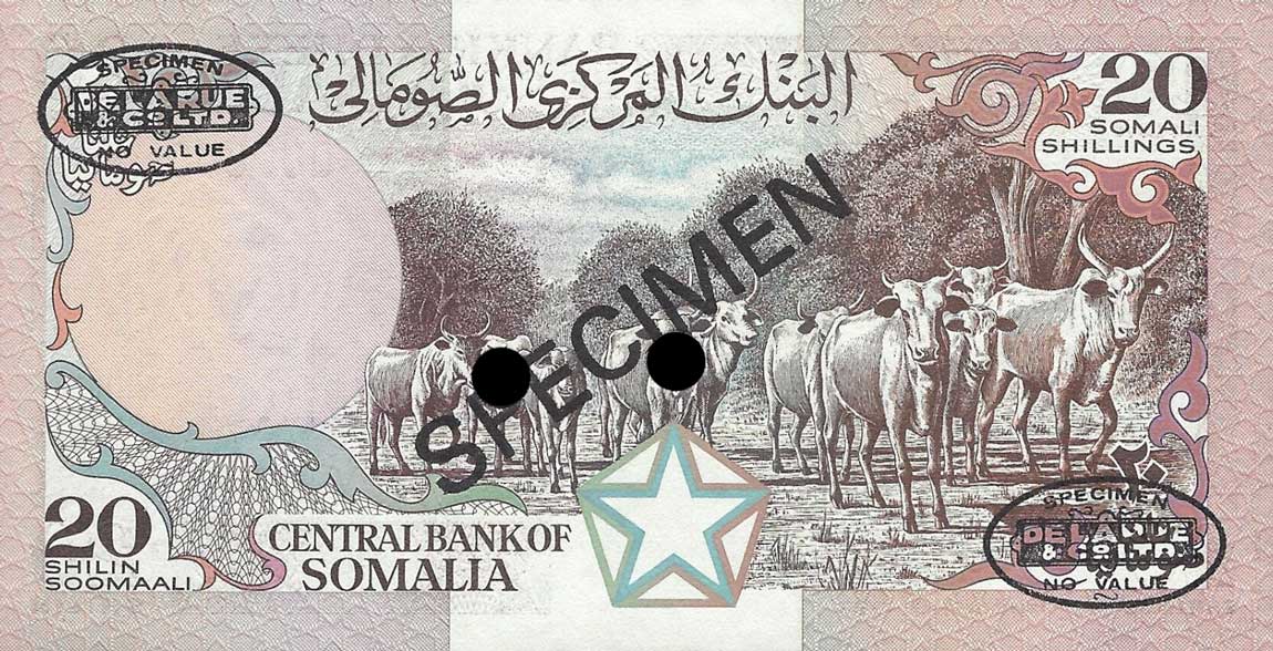 Back of Somalia p33s: 20 Shilin from 1983