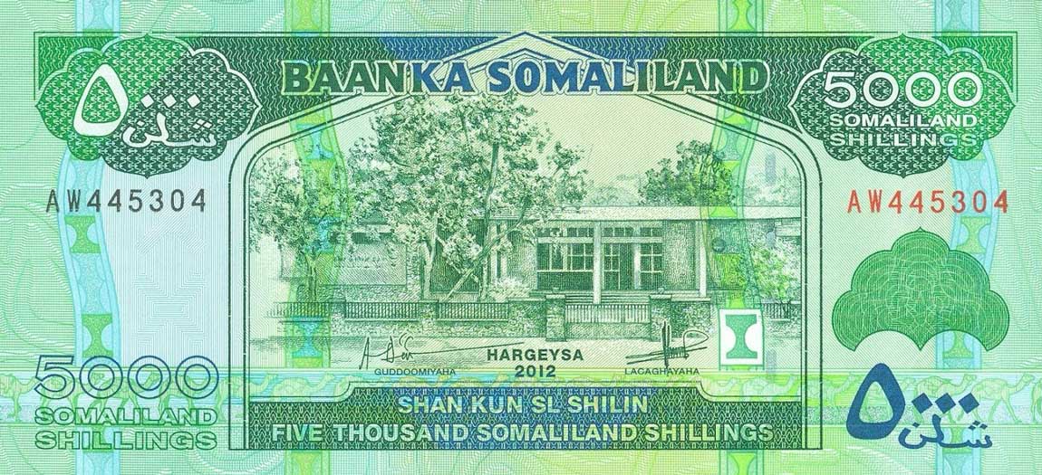Front of Somaliland p21b: 5000 Shillings from 2012