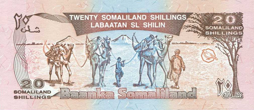 Back of Somaliland p3s: 20 Shillings from 1994