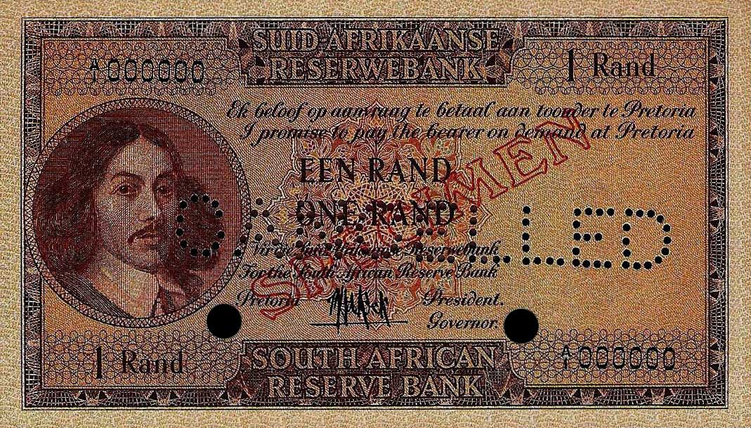 Front of South Africa p103s: 1 Rand from 1961