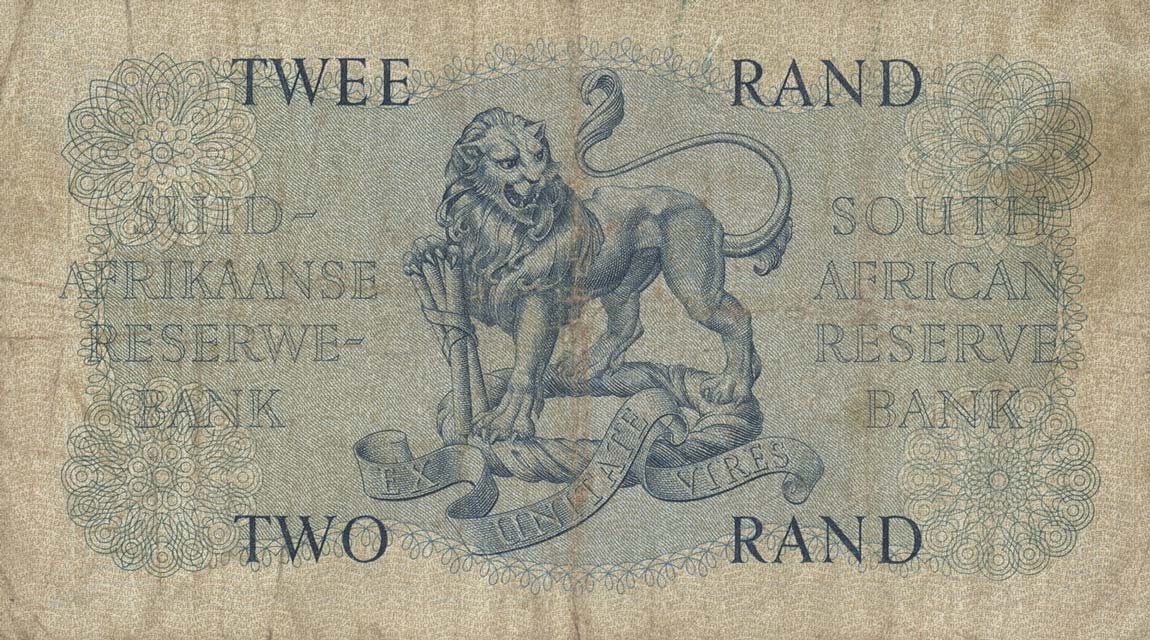 Back of South Africa p105a: 2 Rand from 1961