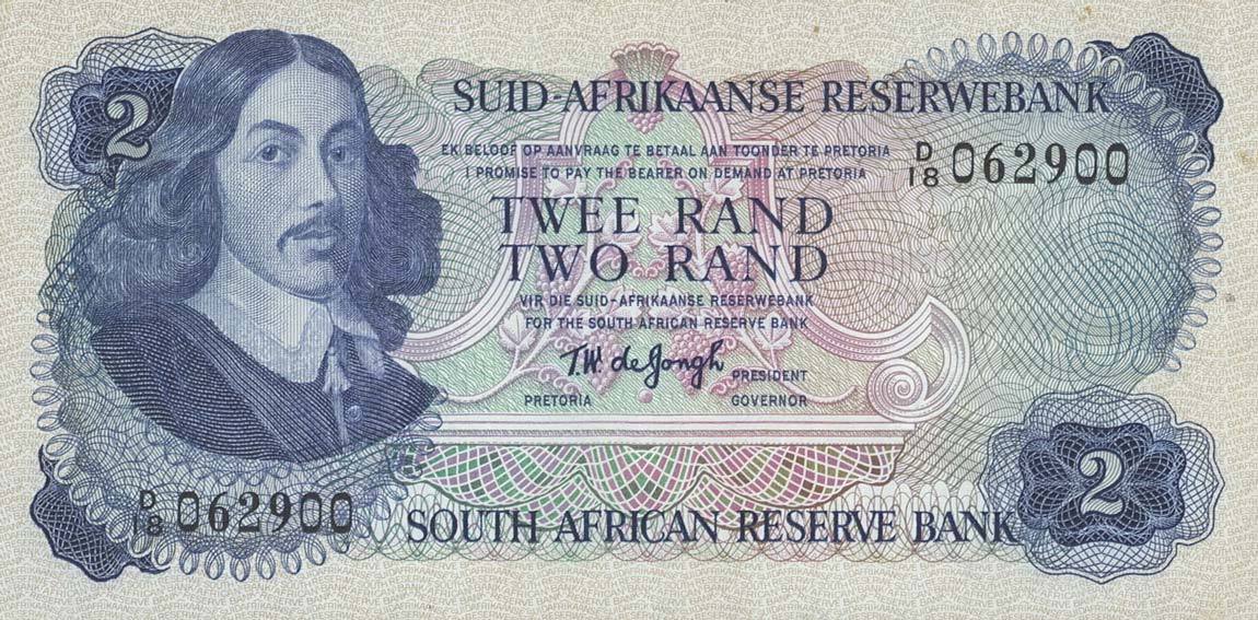 Front of South Africa p117a: 2 Rand from 1974