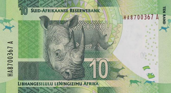 Back of South Africa p138b: 10 Rand from 2013