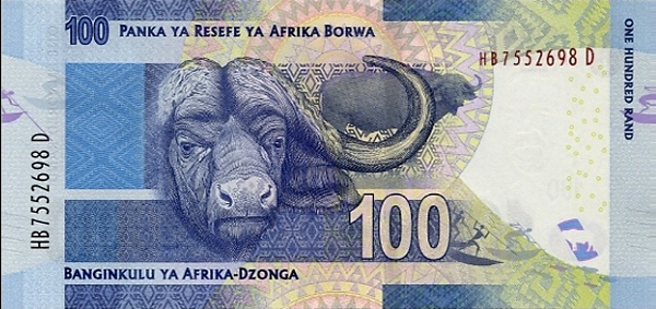 Back of South Africa p141a: 100 Rand from 2013
