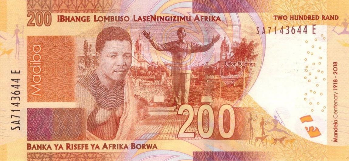 Back of South Africa p147: 200 Rand from 2018