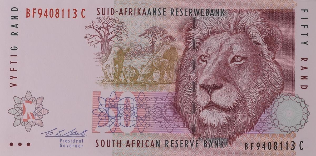 Front of South Africa p125b: 50 Rand from 1992