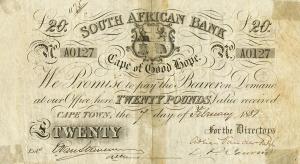 pS263 from South Africa: 20 Pounds from 1881 pS263 from South Africa: 20 Pounds from 1881