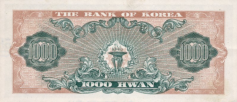 Back of Korea, South p25b: 1000 Hwan from 1961