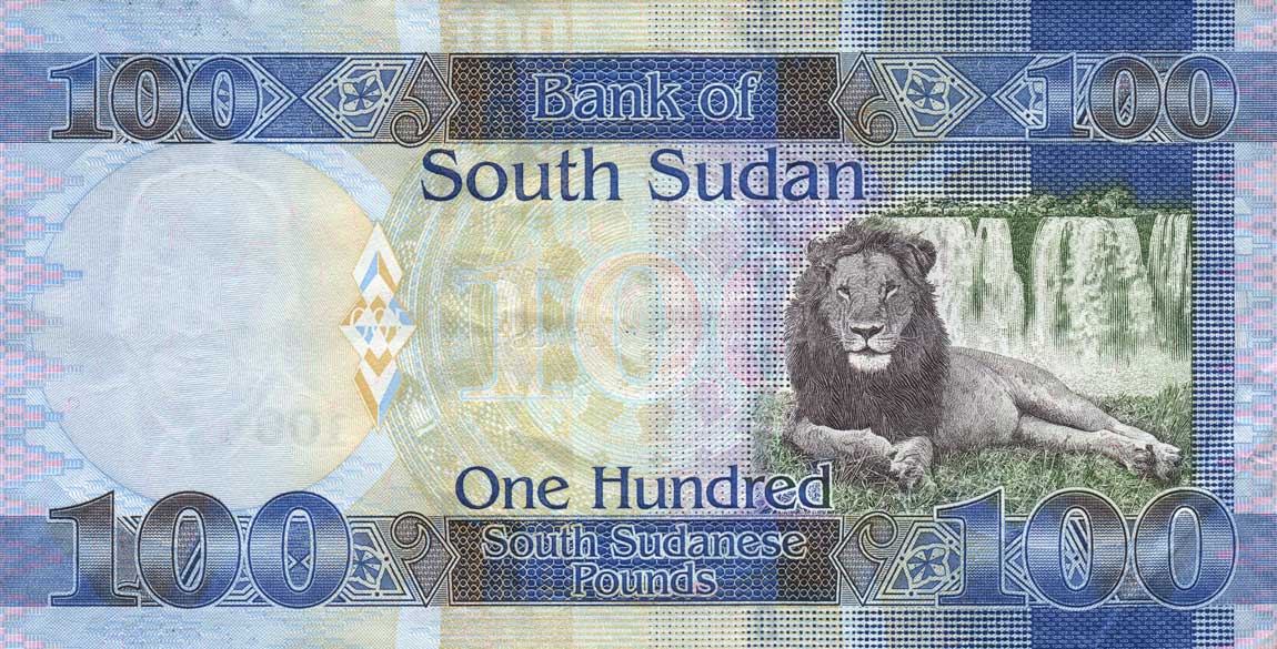 Back of South Sudan p10: 100 Pounds from 2011