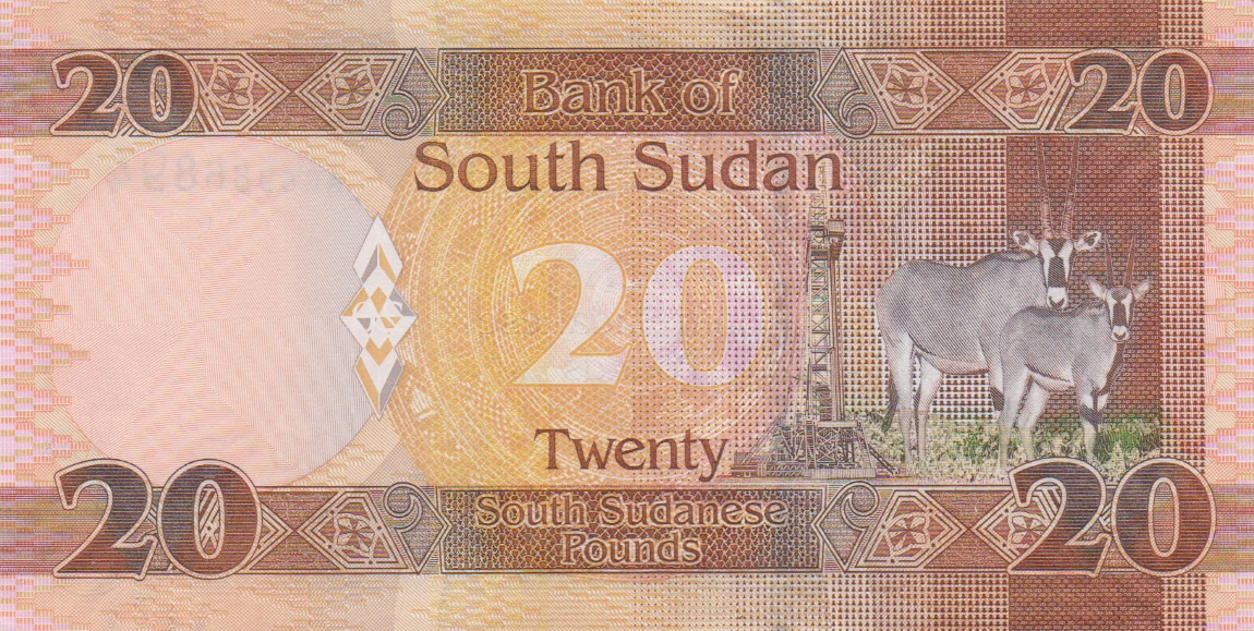 Back of South Sudan p13b: 20 Pounds from 2016