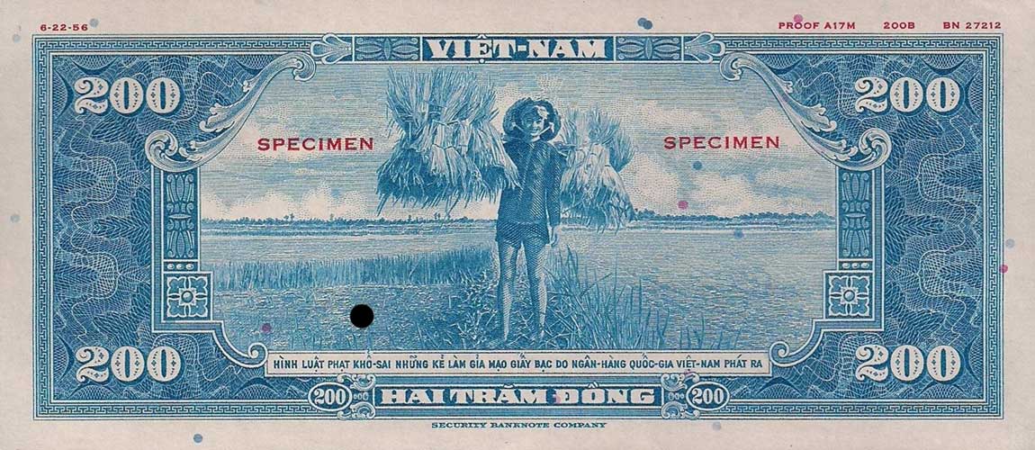 Back of Vietnam, South p14Act1: 200 Dong from 1955