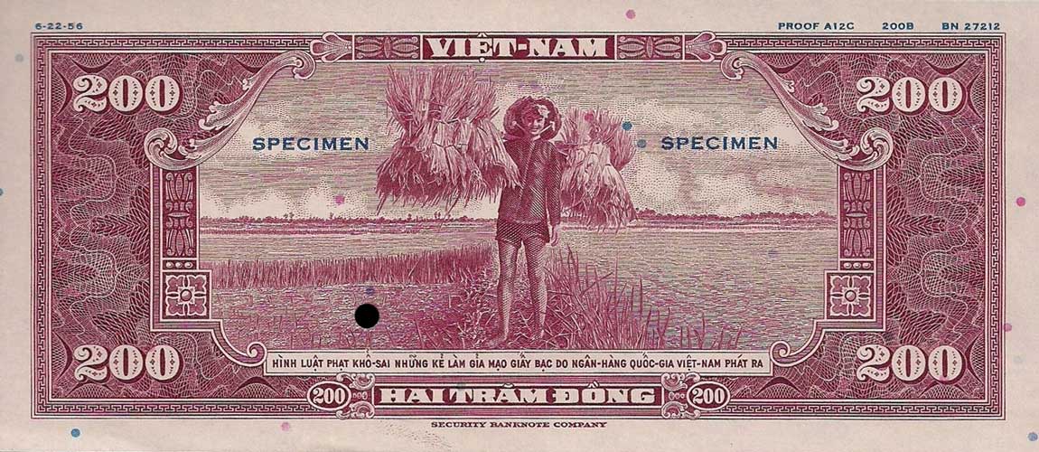 Back of Vietnam, South p14Act2: 200 Dong from 1955