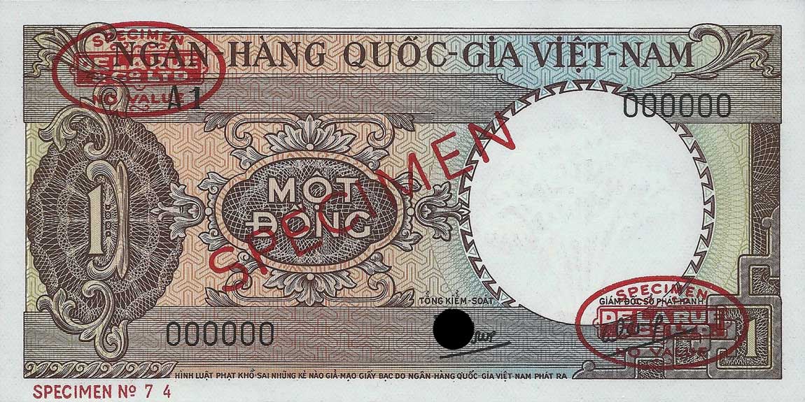 Front of Vietnam, South p15s2: 1 Dong from 1964