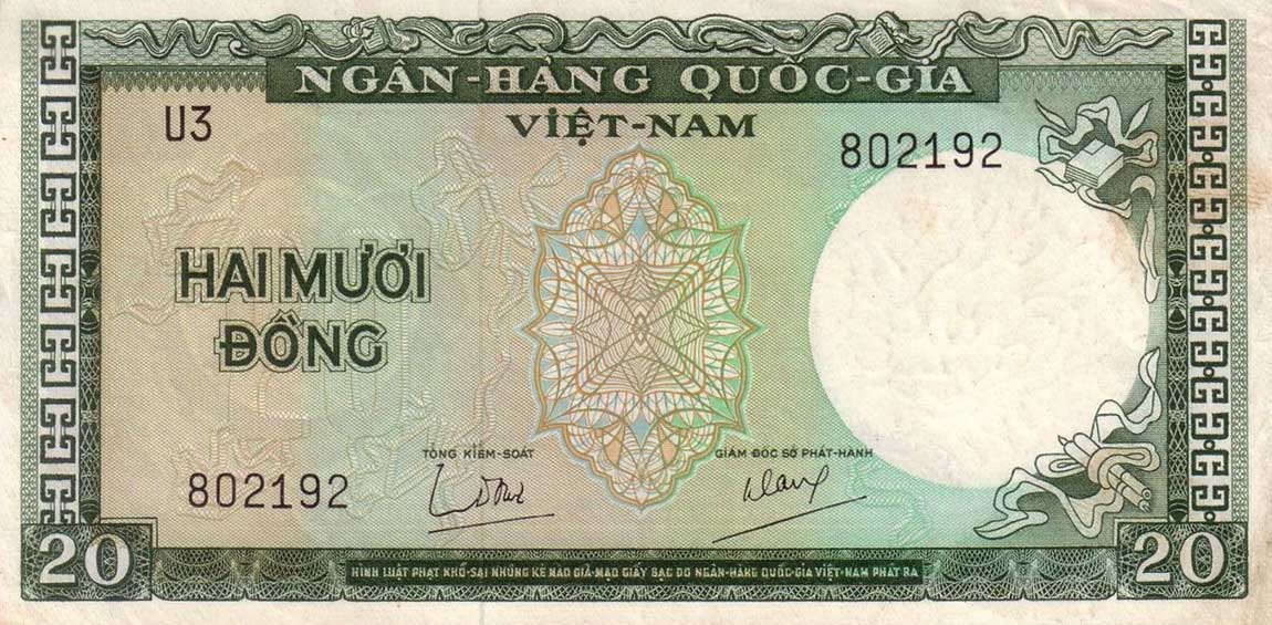 Front of Vietnam, South p16a: 20 Dong from 1964