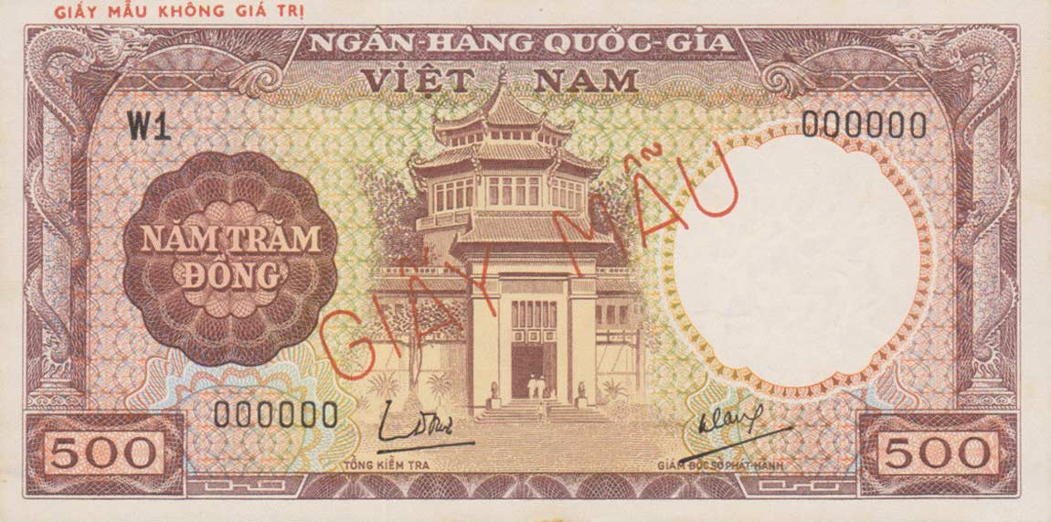 Front of Vietnam, South p22s1: 500 Dong from 1964