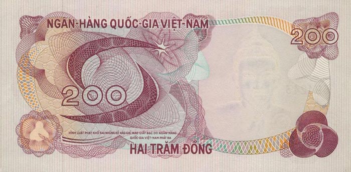 Back of Vietnam, South p27a: 200 Dong from 1970