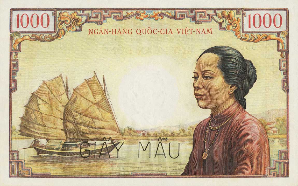 Back of Vietnam, South p4As: 1000 Dong from 1955