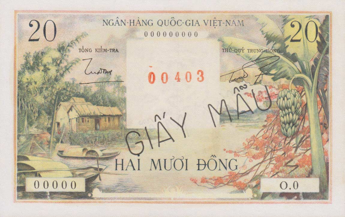 Front of Vietnam, South p4s: 20 Dong from 1956