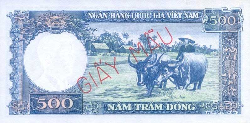 Back of Vietnam, South p6As1: 500 Dong from 1962