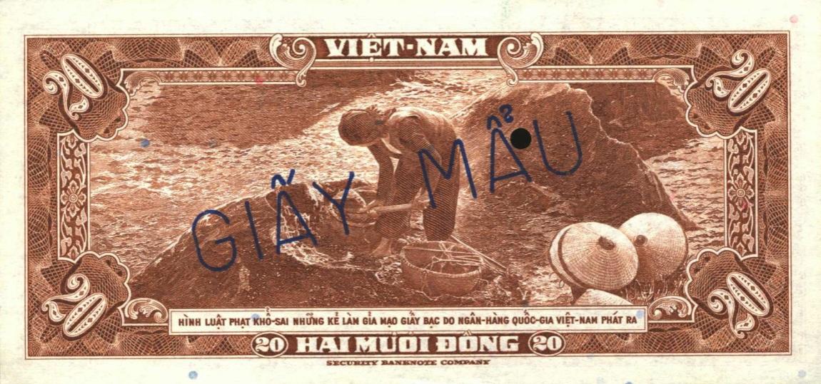 Back of Vietnam, South p6s: 20 Dong from 1962