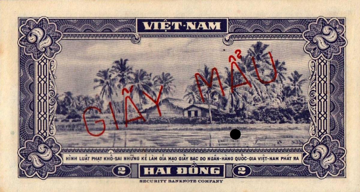 Back of Vietnam, South p12s: 2 Dong from 1955