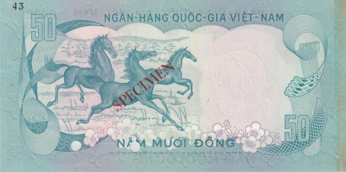 Back of Vietnam, South p30s: 50 Dong from 1972