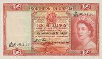 p12b from Southern Rhodesia: 10 Shillings from 1953
