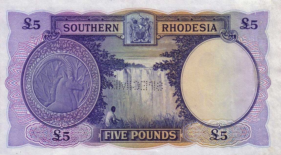 Back of Southern Rhodesia p14s: 5 Pounds from 1953