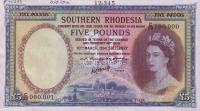 p14s from Southern Rhodesia: 5 Pounds from 1953