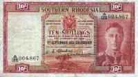 p9f from Southern Rhodesia: 10 Shillings from 1950