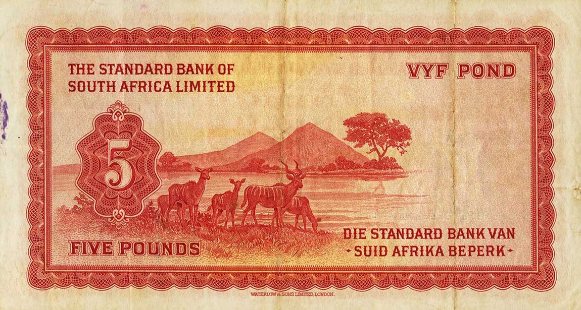 Back of Southwest Africa p12b: 5 Pounds from 1957