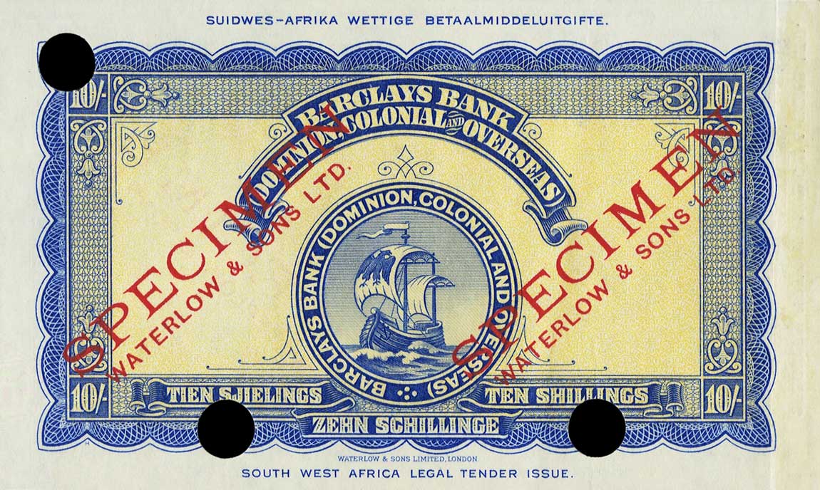 Back of Southwest Africa p1ct: 10 Shillings from 1931