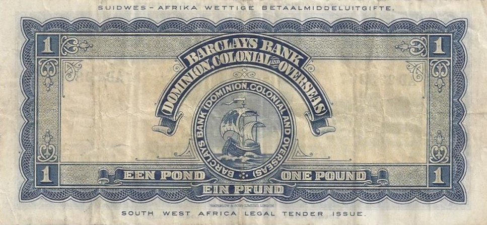 Back of Southwest Africa p2c: 1 Pound from 1943