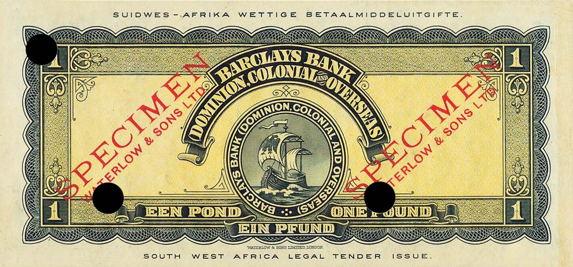 Back of Southwest Africa p2s: 1 Pound from 1931