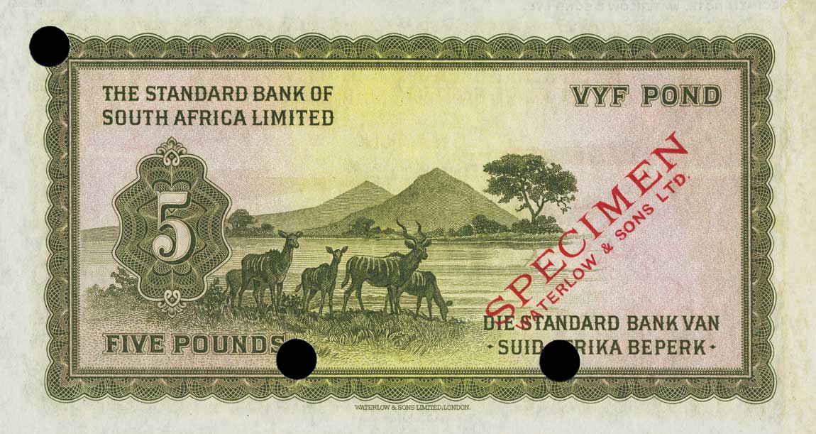 Back of Southwest Africa p9ct: 5 Pounds from 1931