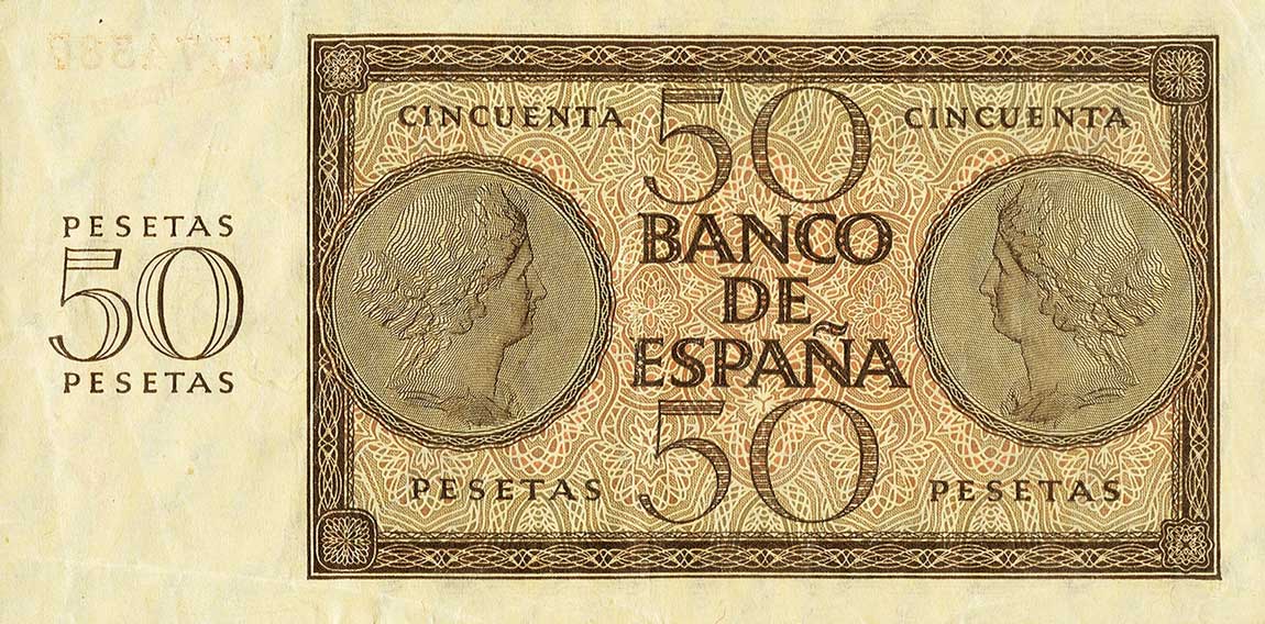 Back of Spain p100a: 50 Pesetas from 1936