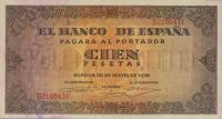 p113a from Spain: 100 Pesetas from 1938
