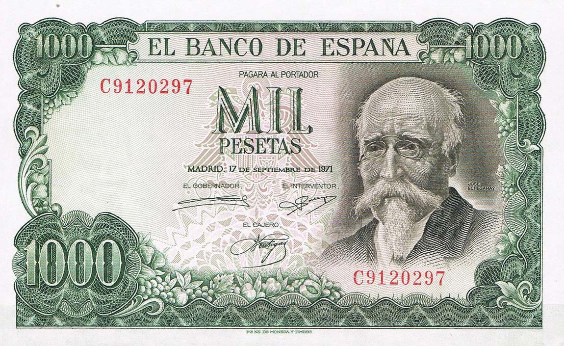 Front of Spain p154: 1000 Pesetas from 1971