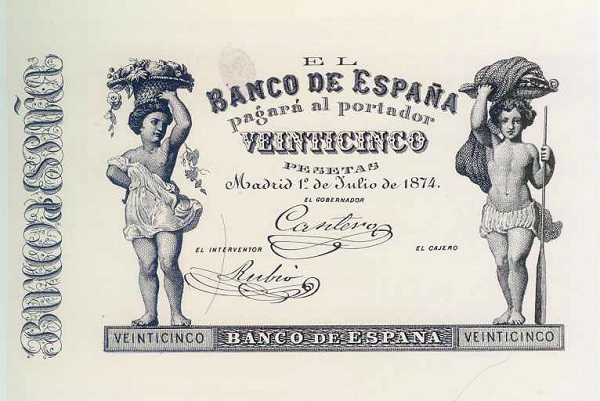 Front of Spain p1: 25 Pesetas from 1874