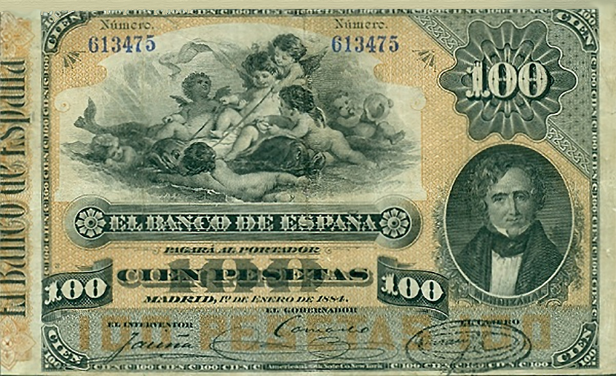 Front of Spain p26: 100 Pesetas from 1884